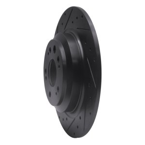 Acura TL Brake Rotor (1) - Rear Left - R1 Concepts - Drilled & Slotted - Black - `09-`14